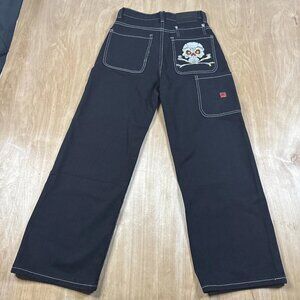 Fashion Jeans JNCO Black Baggy Skull & Crossbones Back Pocket Size Small